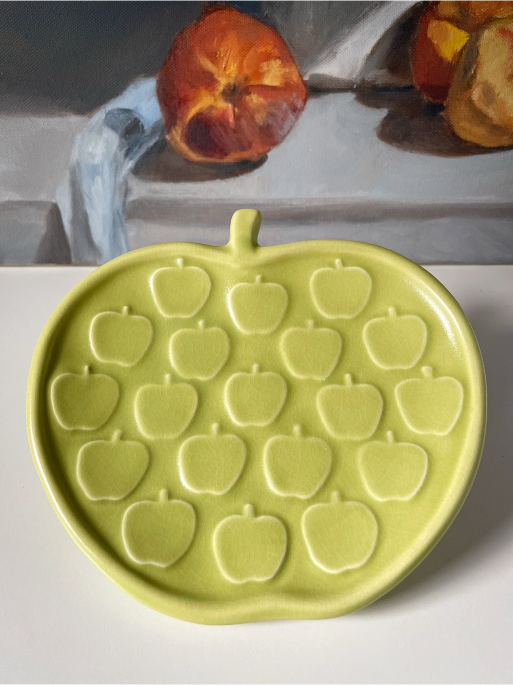 Rare Jonathan Adler Green Apple Shaped Plate 6.5” Archived Ceramic Pottery